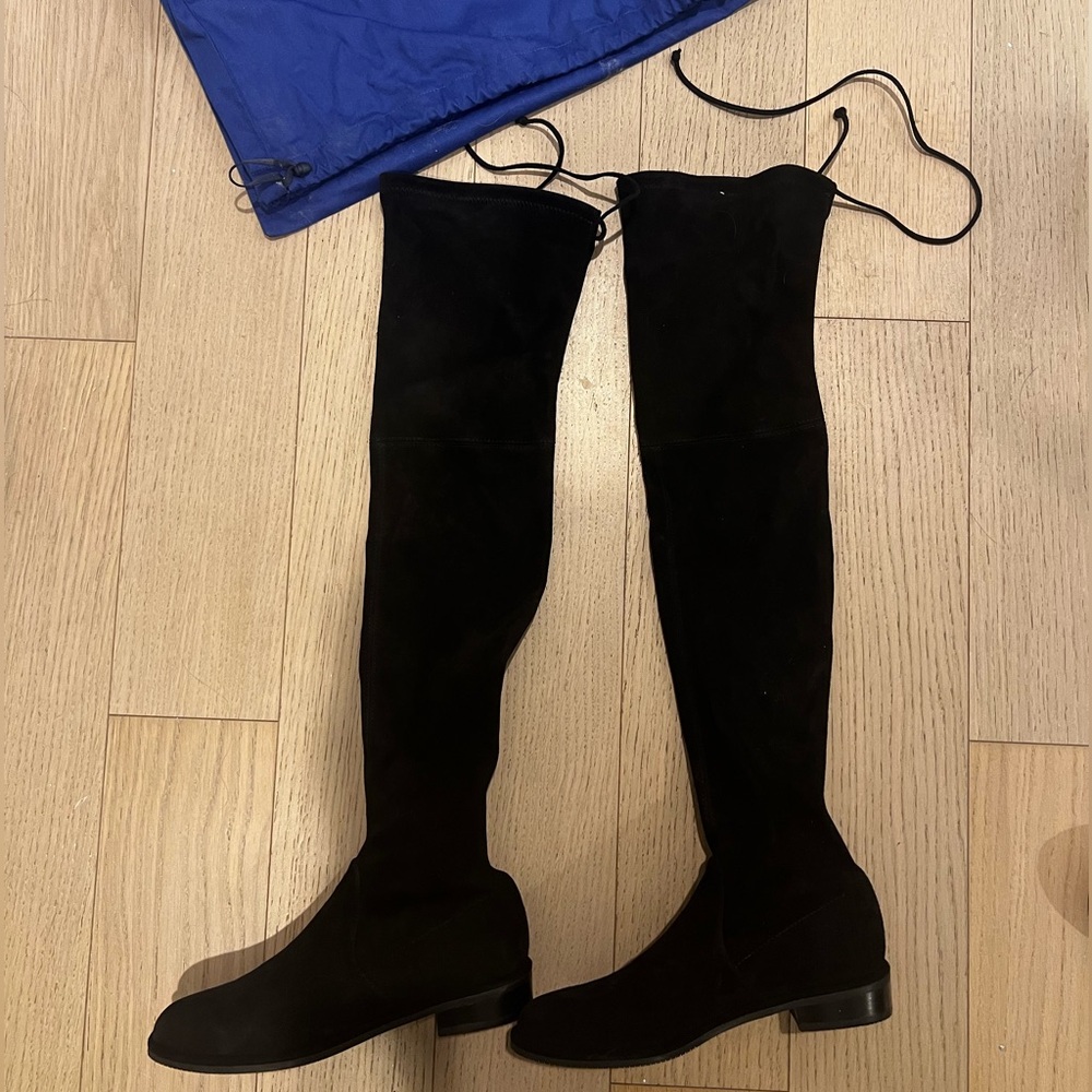 NWT Stuart Weitzman Lowland Over The Knee Boot Black Suede Size 6.5